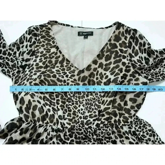 INC Maxi Dress Size 6 Leopard Print Balloon Long Sleeves - Picture 6 of 8